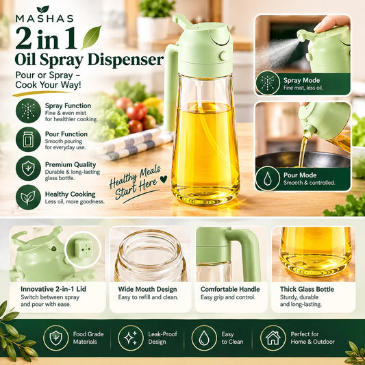 2 In 1 Glass Oil Spray Dispenser 470 ml