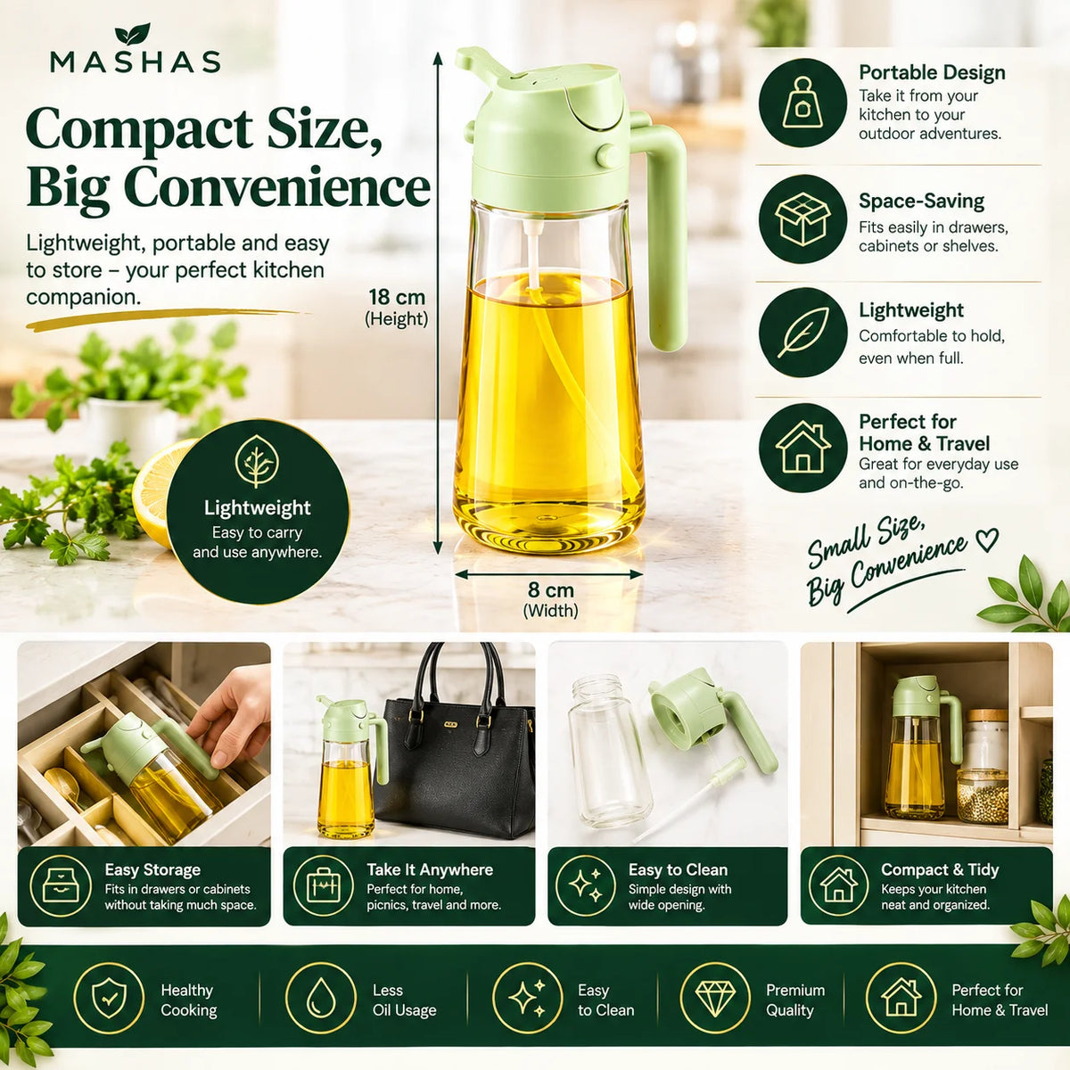 2 In 1 Glass Oil Spray Dispenser 470 ml