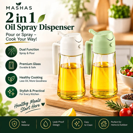 2 In 1 Glass Oil Spray Dispenser 470 ml