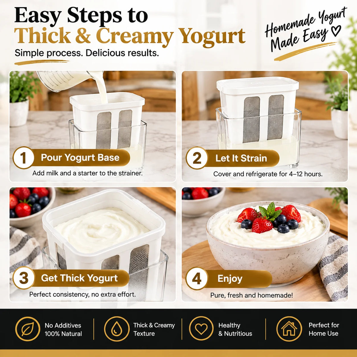Greek Yogurt Maker Strainer 1100ML