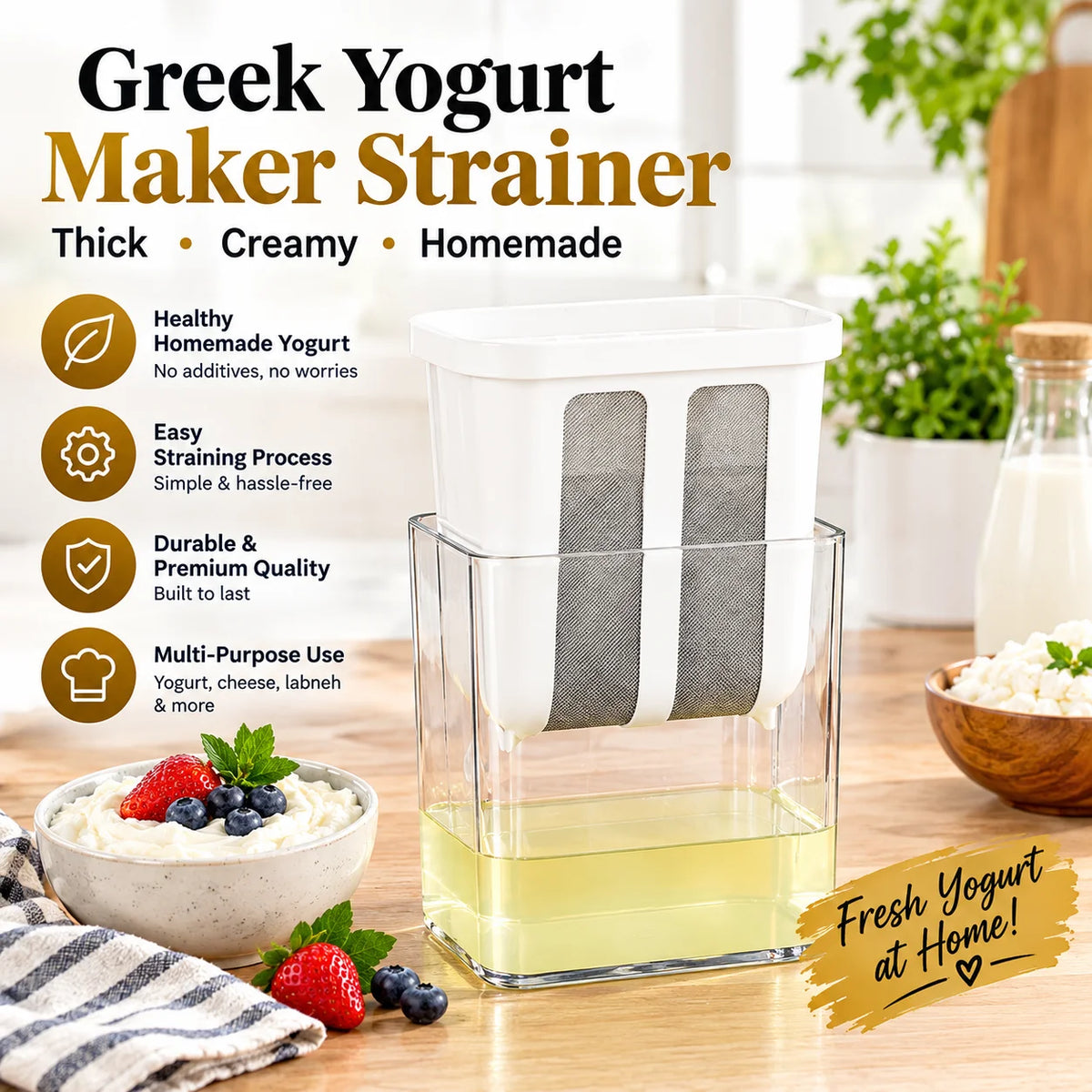Greek Yogurt Maker Strainer 1100ML